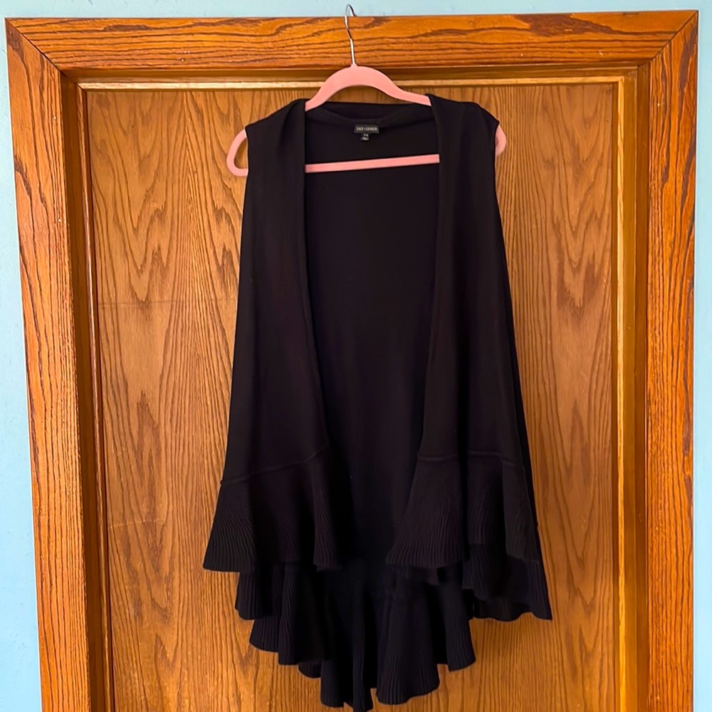 NWOT Coco + Carmen Black Ruffled Sweater Vest/Cardigan